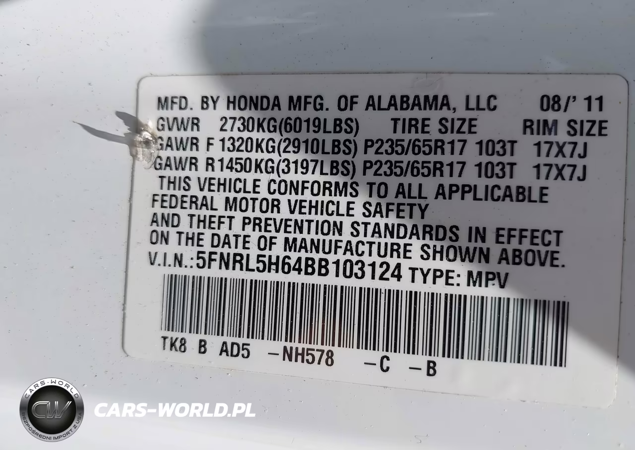 2011 Honda Odyssey Ex-L VIN:5FNRL5H64BB103124 - 9