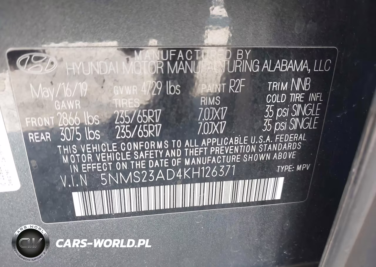 2019 Hyundai Santa Fe Se VIN:5NMS23AD4KH126371 - 9