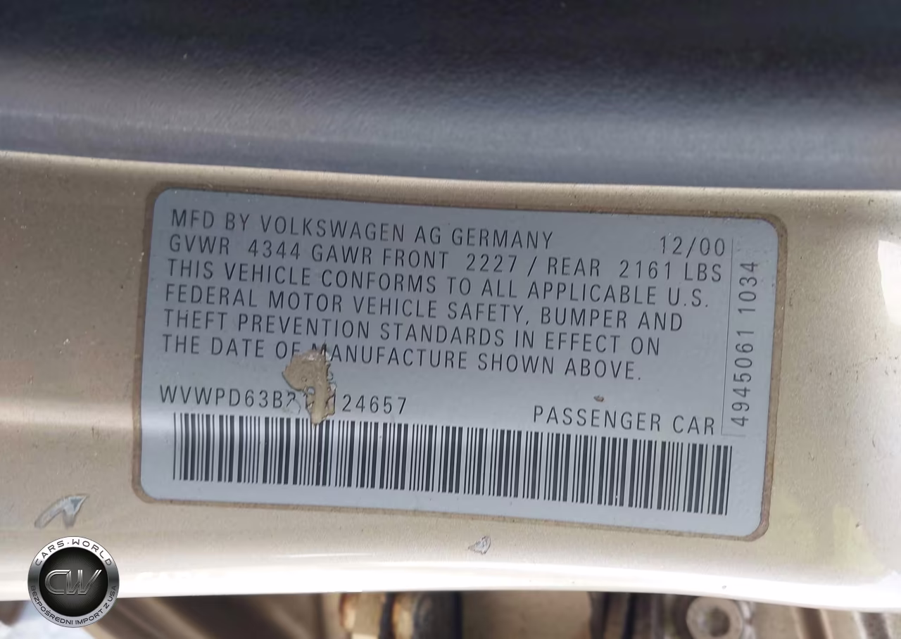 2001 Volkswagen Passat Gls VIN:WVWPD63B31E124657 - 9