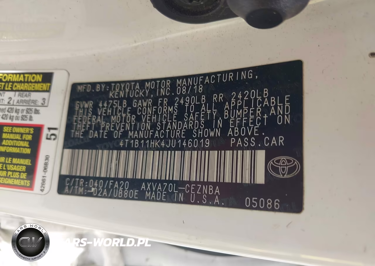 2018 Toyota Camry Le VIN:4T1B11HK4JU146019 - 9