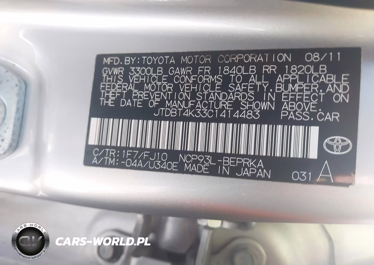 2012 Toyota Yaris VIN:JTDBT4K33C1414483 - 9
