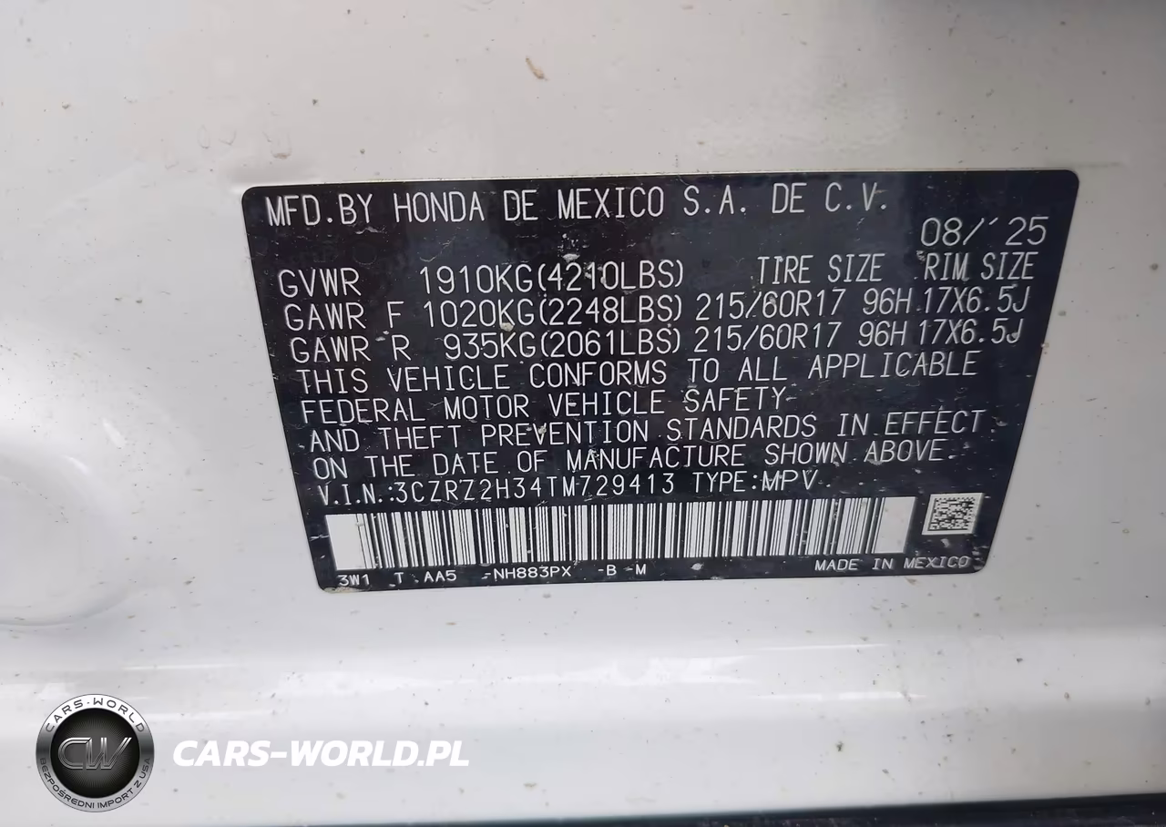 2026 Honda Hr-V Awd Lx VIN:3CZRZ2H34TM729413 - 9