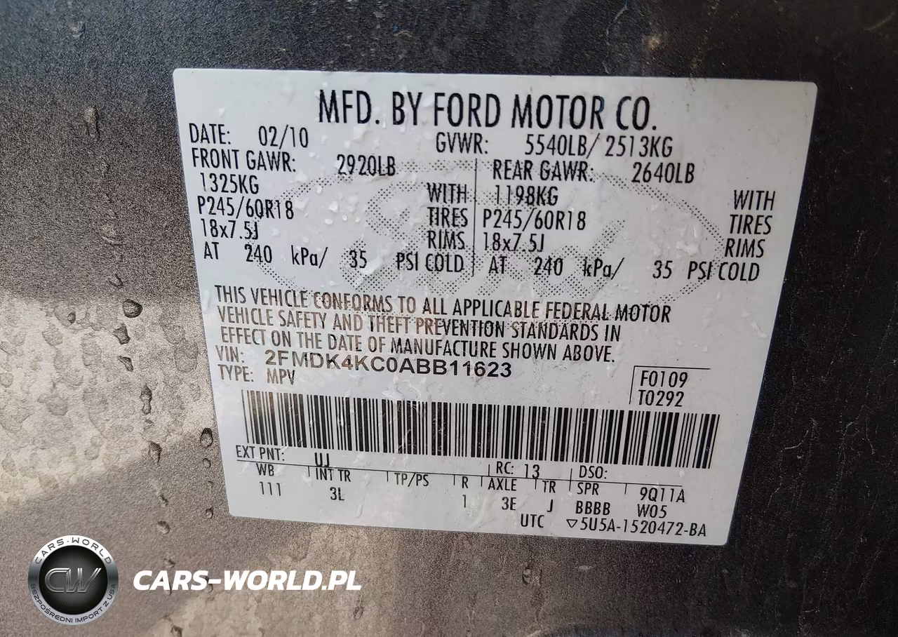 2010 Ford Edge Limited VIN:2FMDK4KC0ABB11623 - 9