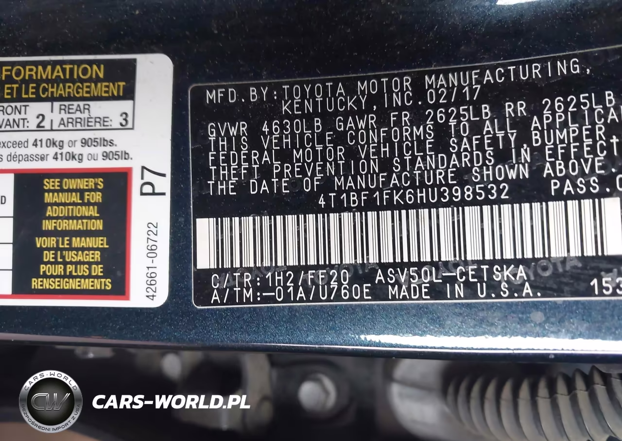 2017 Toyota Camry Se VIN:4T1BF1FK6HU398532 - 9