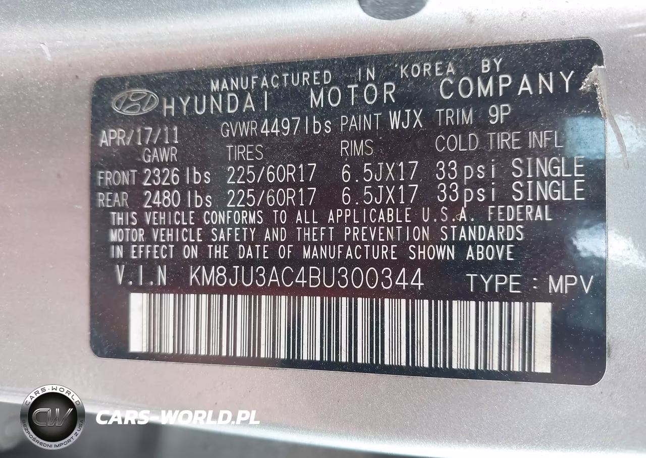 2011 Hyundai Tucson Gls VIN:KM8JU3AC4BU300344 - 9