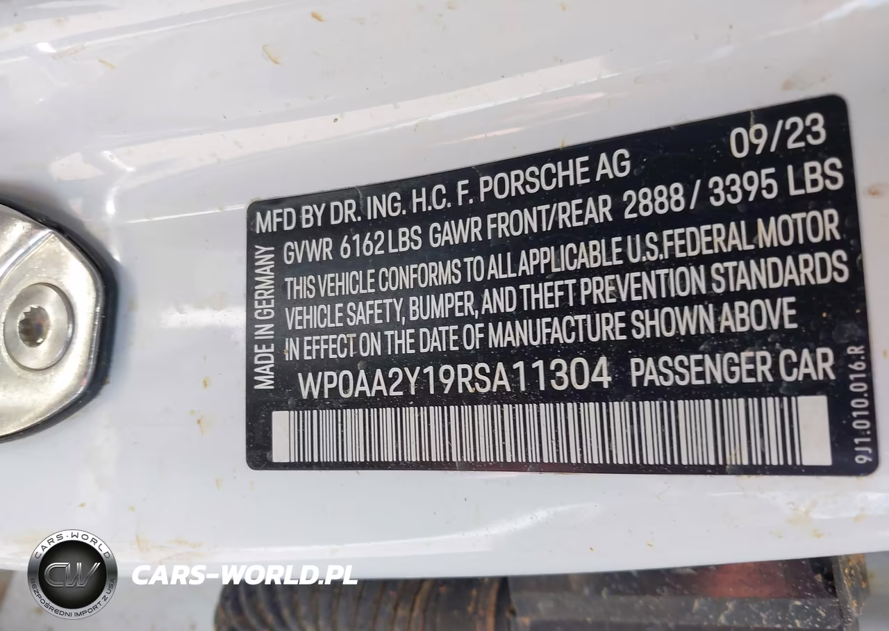 2024 Porsche Taycan VIN:WP0AA2Y19RSA11304 - 9