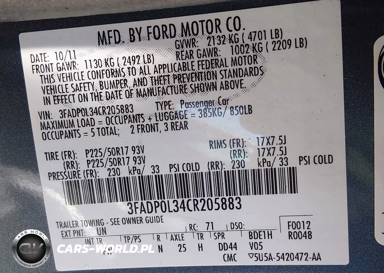 2012 Ford Fusion Hybrid VIN:3FADP0L34CR205883 - 9