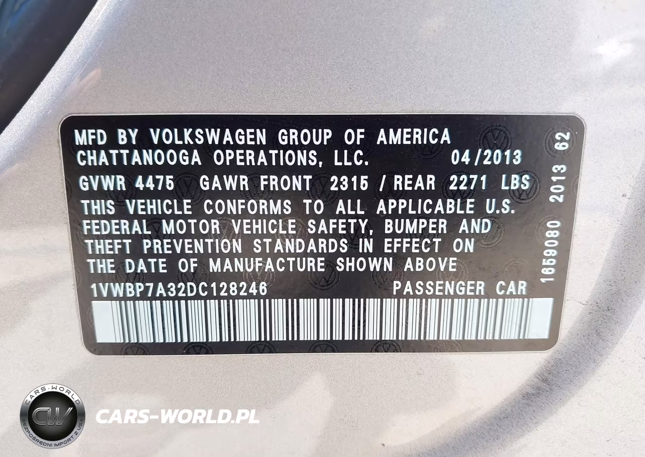 2013 Volkswagen Passat 2.5L Se VIN:1VWBP7A32DC128246 - 9
