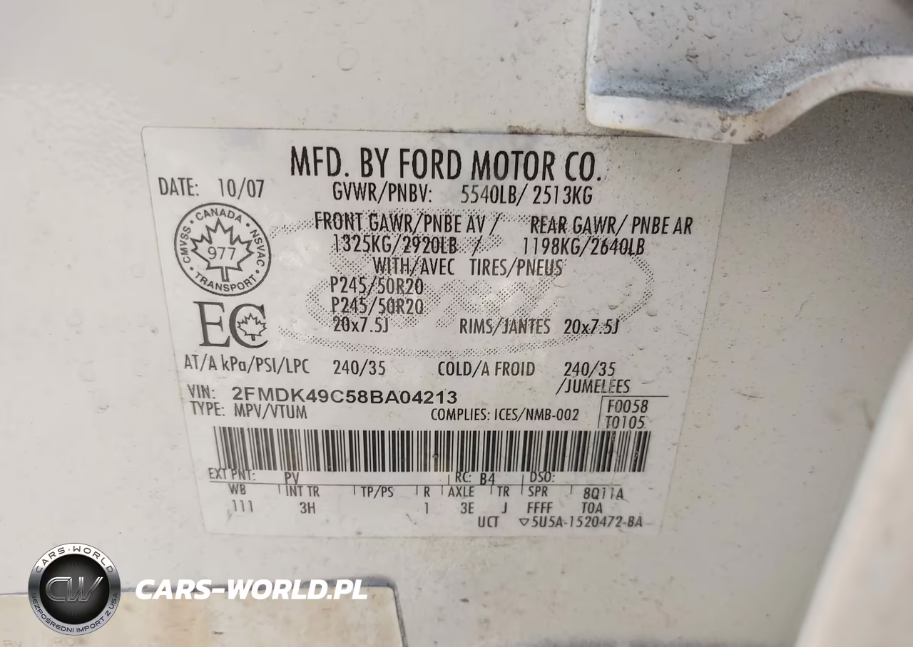 2008 Ford Edge Limited VIN:2FMDK49C58BA04213 - 9
