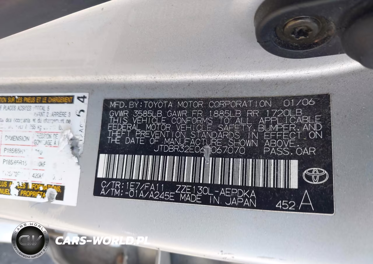 2006 Toyota Corolla Ce VIN:JTDBR32E060067070 - 9