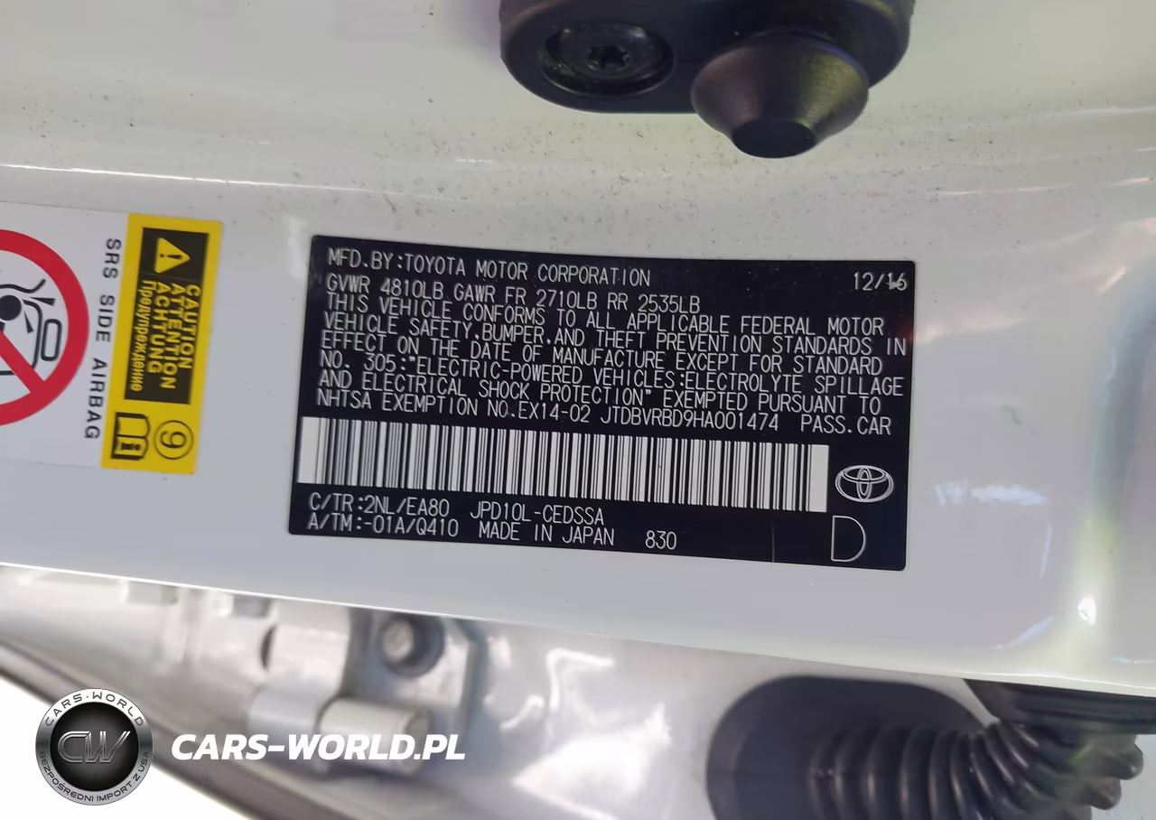 2017 Toyota Mirai VIN:JTDBVRBD9HA001474 - 9