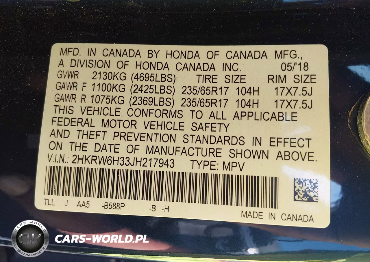 2018 Honda Cr-V Lx VIN:2HKRW6H33JH217943 - 9