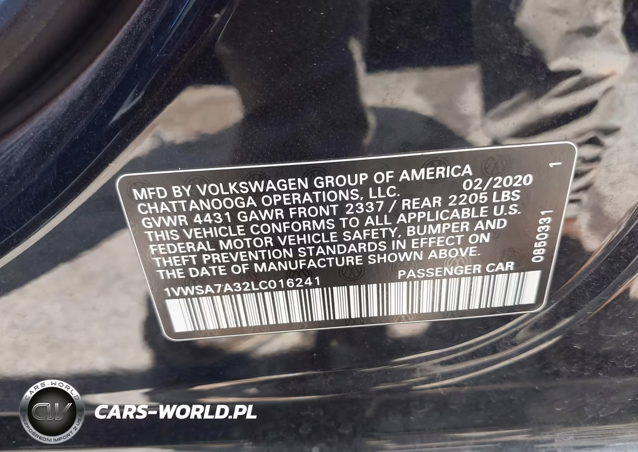 2020 Volkswagen Passat 2.0T Se VIN:1VWSA7A32LC016241 - 9