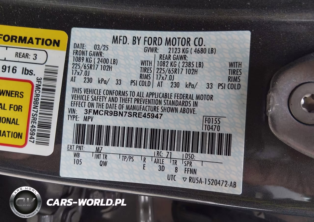 2025 Ford Bronco Sport Big Bend VIN:3FMCR9BN7SRE45947 - 9