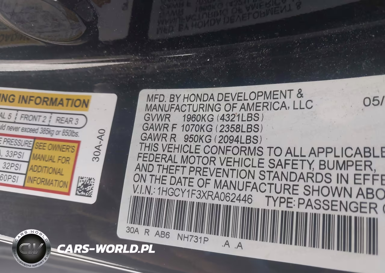 2024 Honda Accord Ex VIN:1HGCY1F3XRA062446 - 9