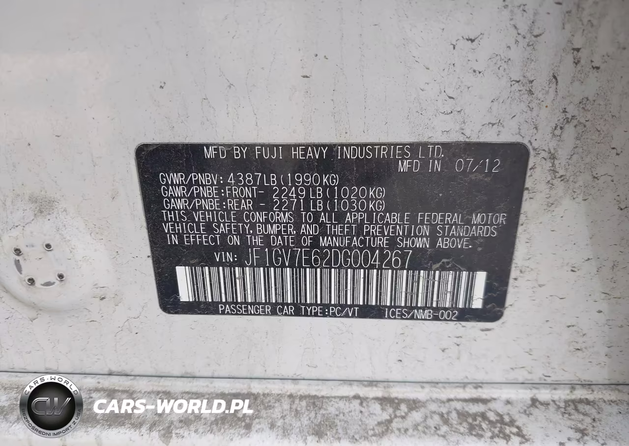 2013 Subaru Impreza Wrx VIN:JF1GV7E62DG004267 - 9