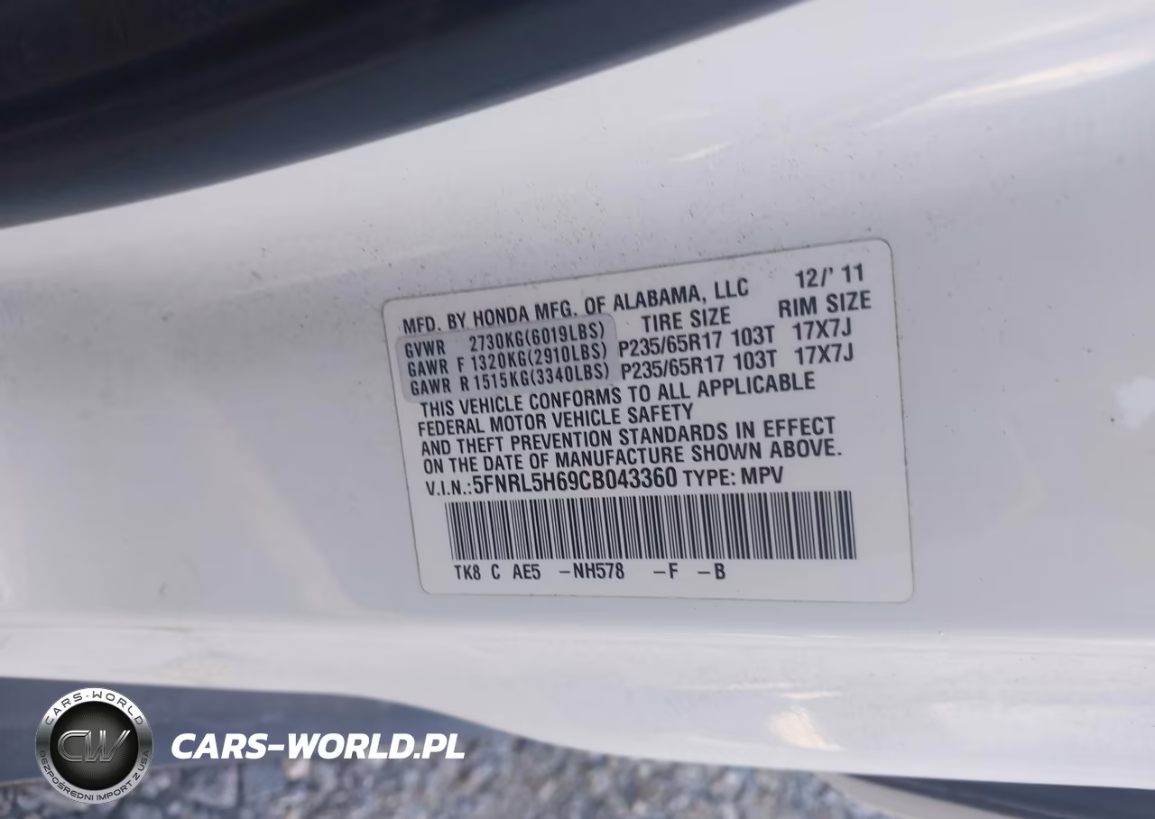 2012 Honda Odyssey Ex-L VIN:5FNRL5H69CB043360 - 9