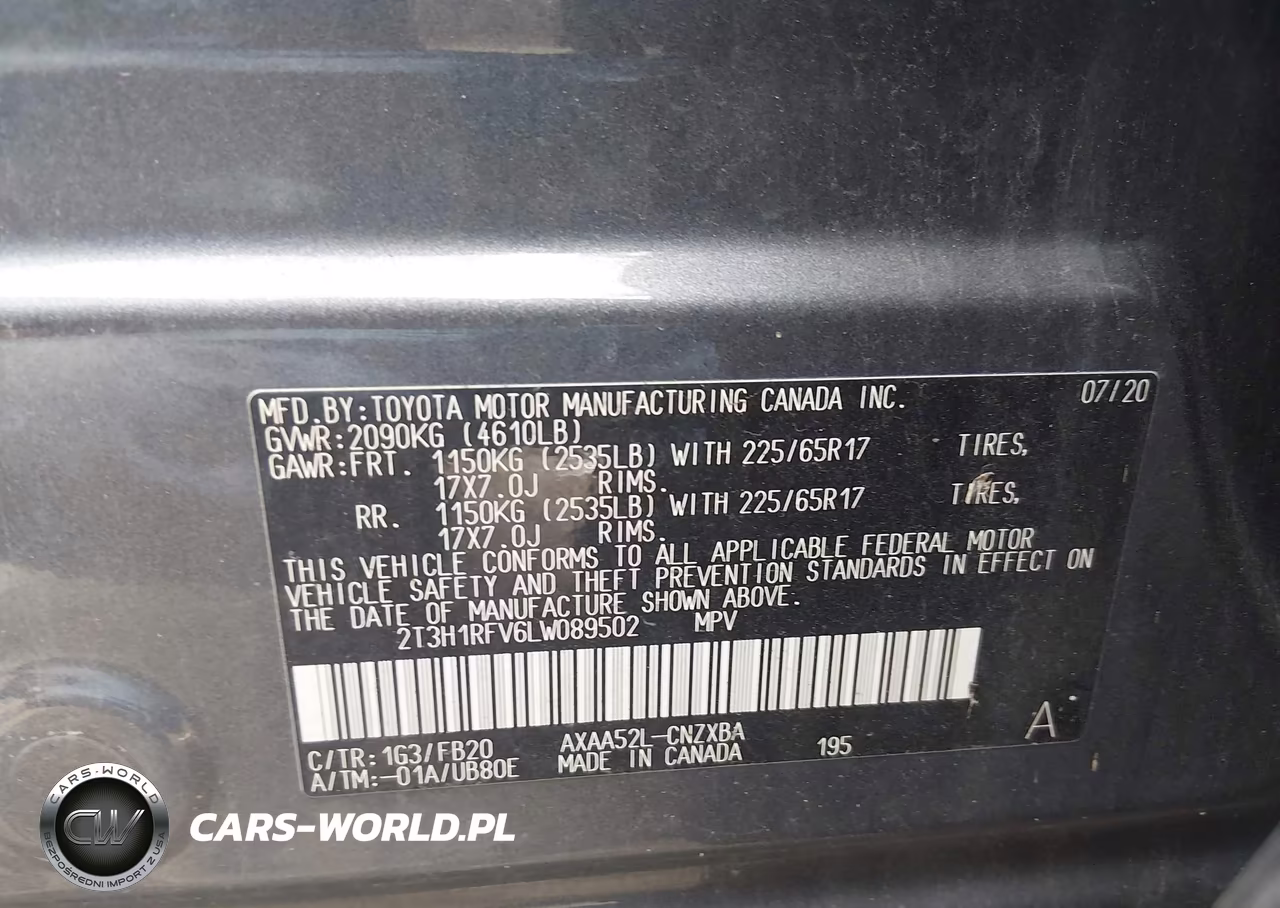 2020 Toyota Rav4 Le VIN:2T3H1RFV6LW089502 - 9