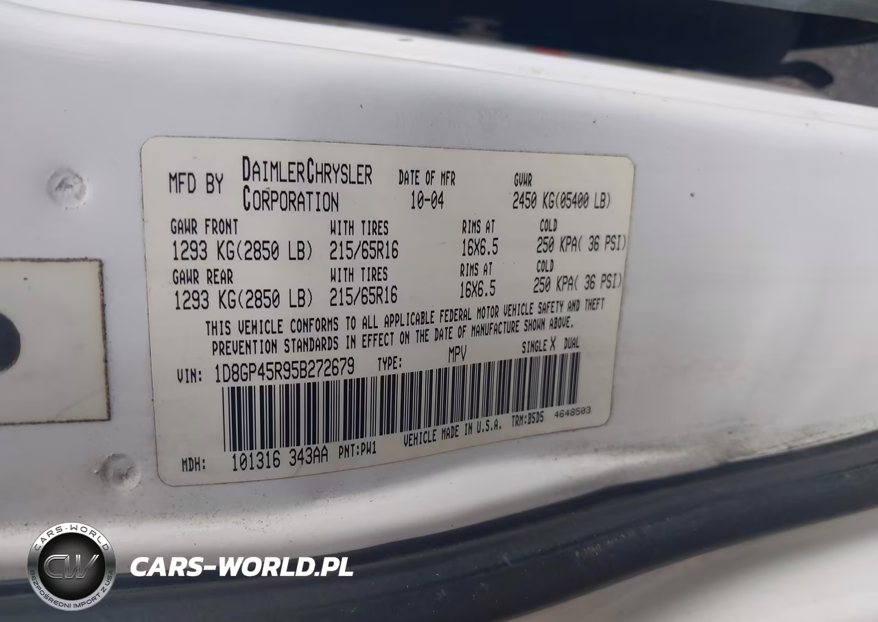 2005 Dodge Caravan Sxt VIN:1D8GP45R95B272679 - 9