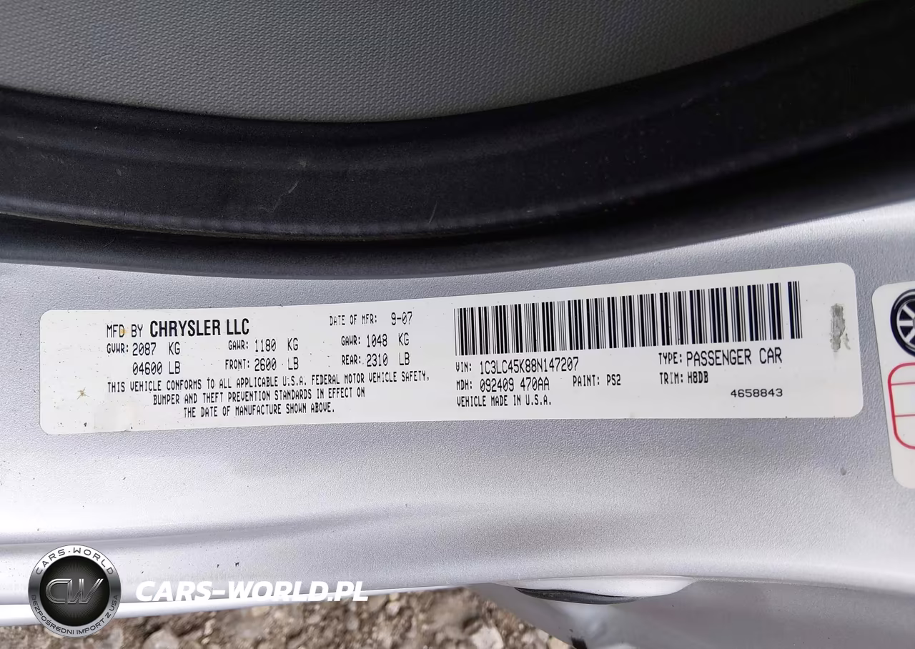 2008 Chrysler Sebring Lx VIN:1C3LC45K88N147207 - 9
