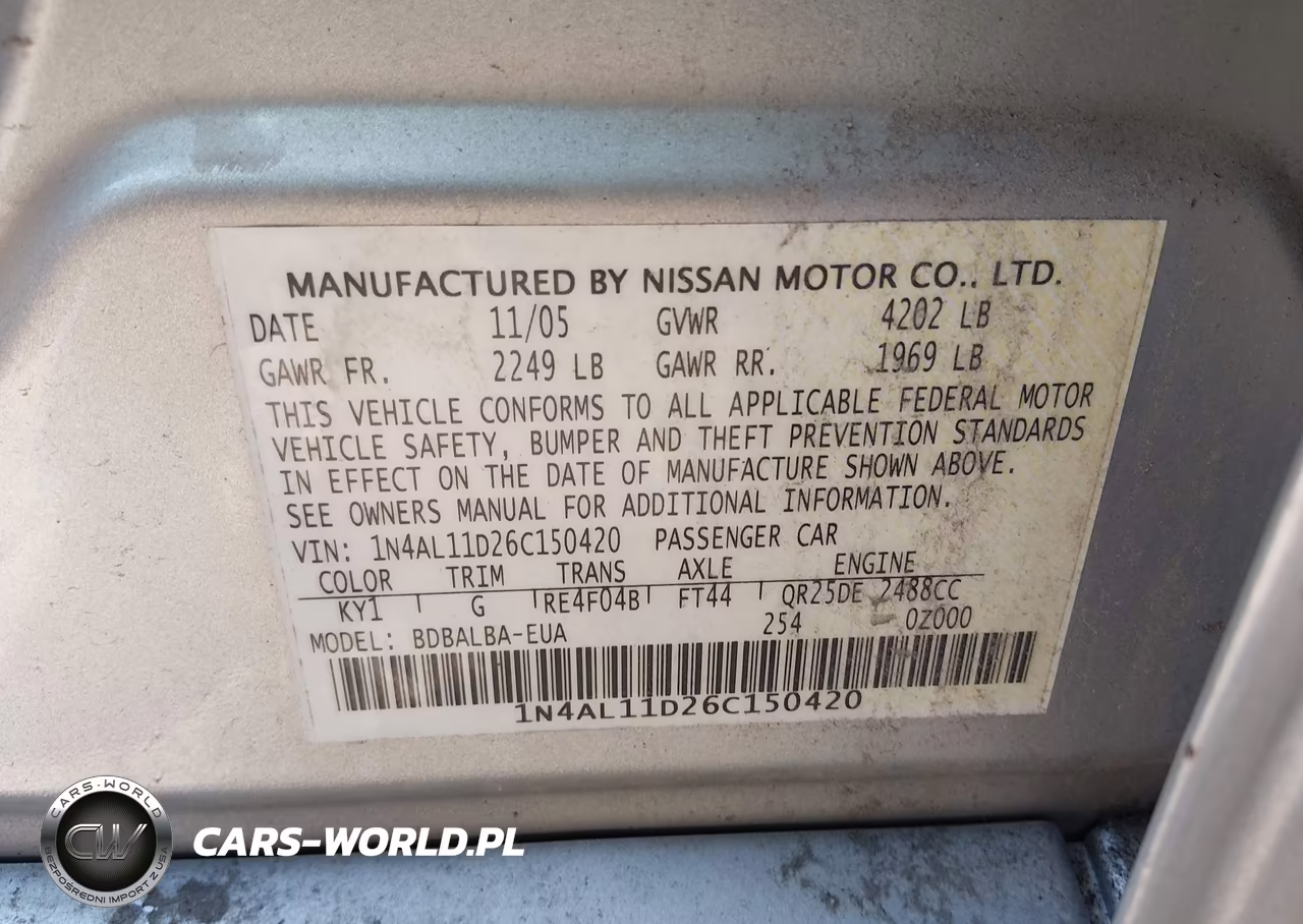 2006 Nissan Altima 2.5 S VIN:1N4AL11D26C150420 - 9
