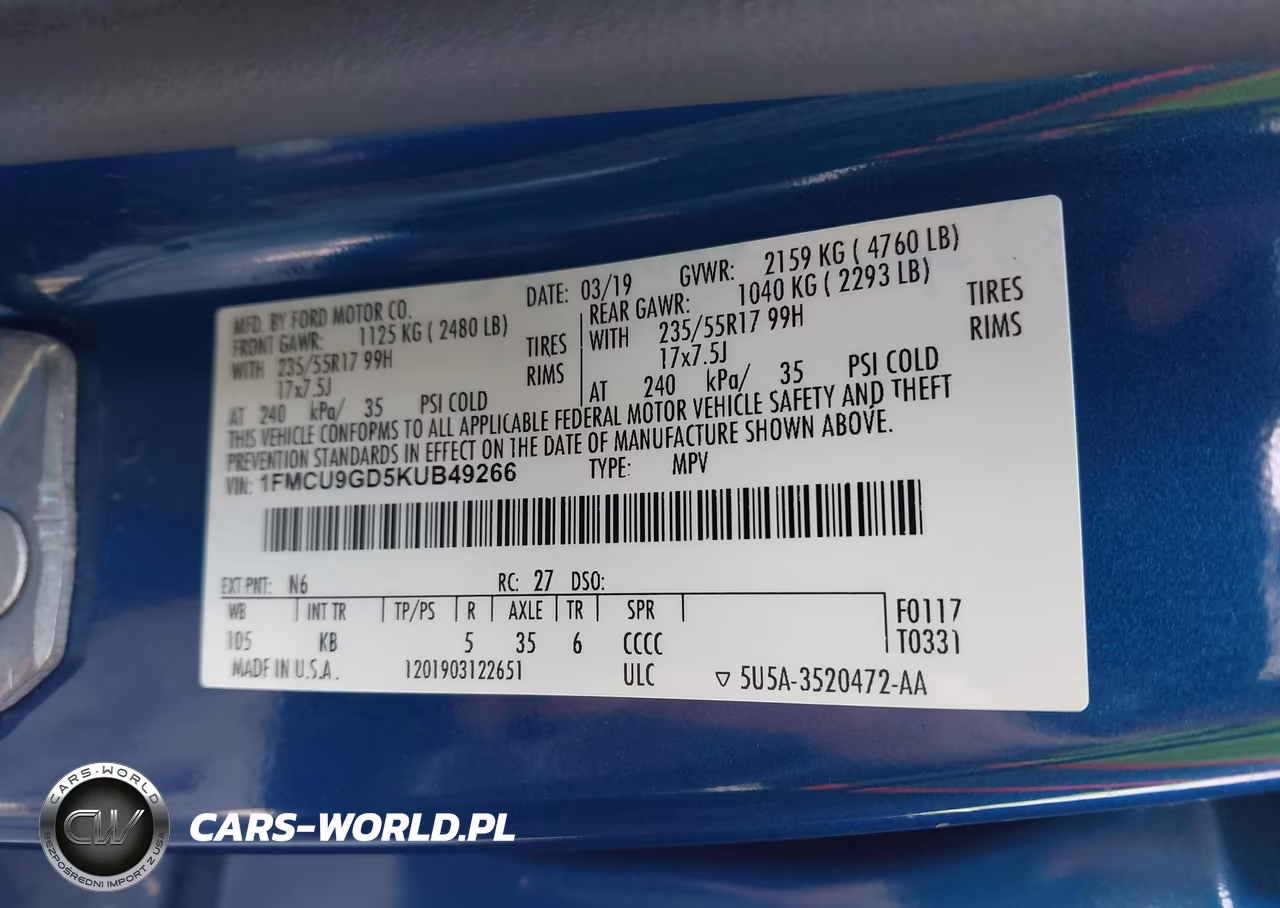 2019 Ford Escape Se VIN:1FMCU9GD5KUB49266 - 9