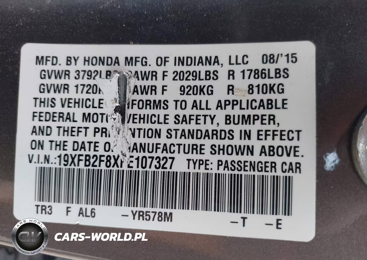 2015 Honda Civic Ex VIN:19XFB2F8XFE107327 - 9