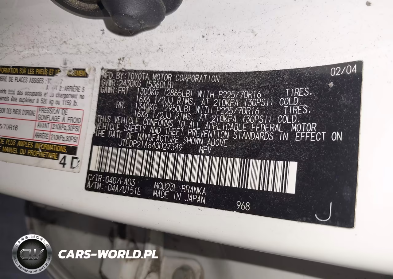 2004 Toyota Highlander V6 VIN:JTEDP21A840027349 - 9