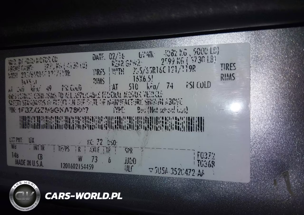 2016 Ford Transit-350 Xl-Xlt VIN:1FBZX2ZM9GKA78607 - 9