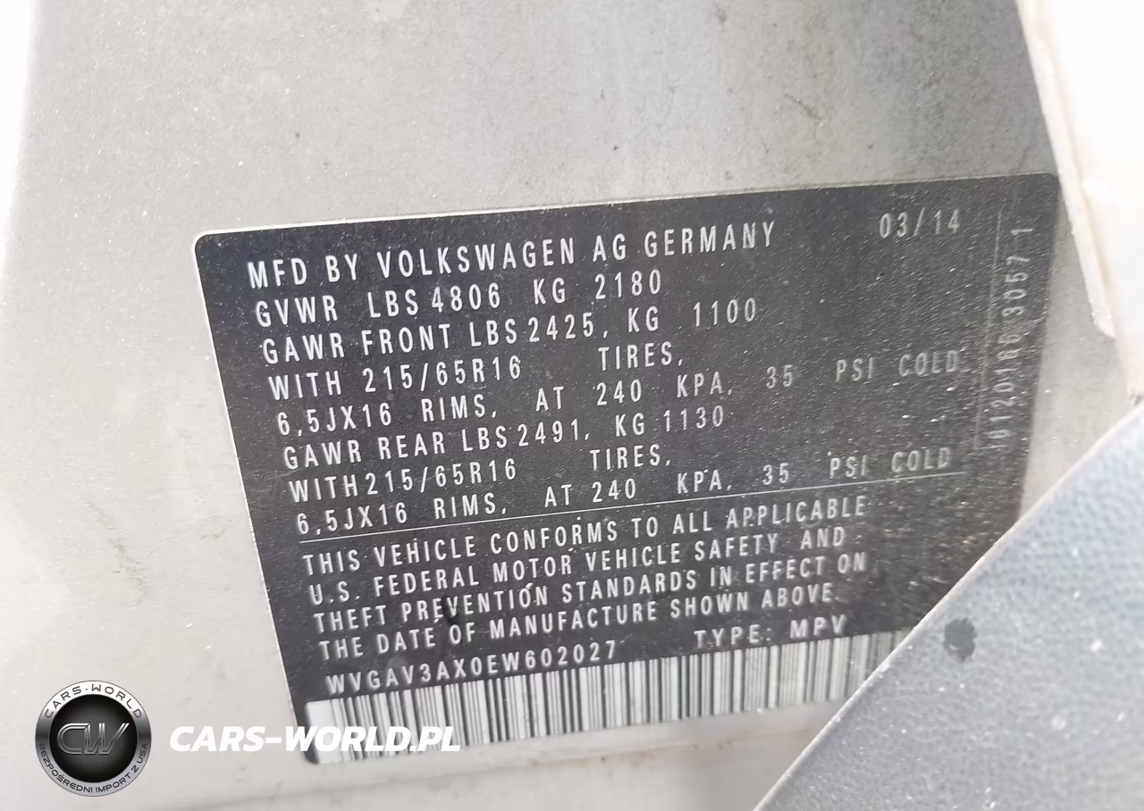 2014 Volkswagen Tiguan S VIN:WVGAV3AX0EW602027 - 9