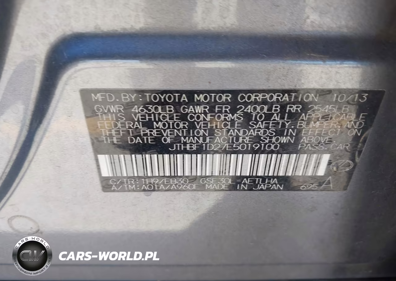 2014 Lexus Is 250 VIN:JTHBF1D27E5019100 - 9