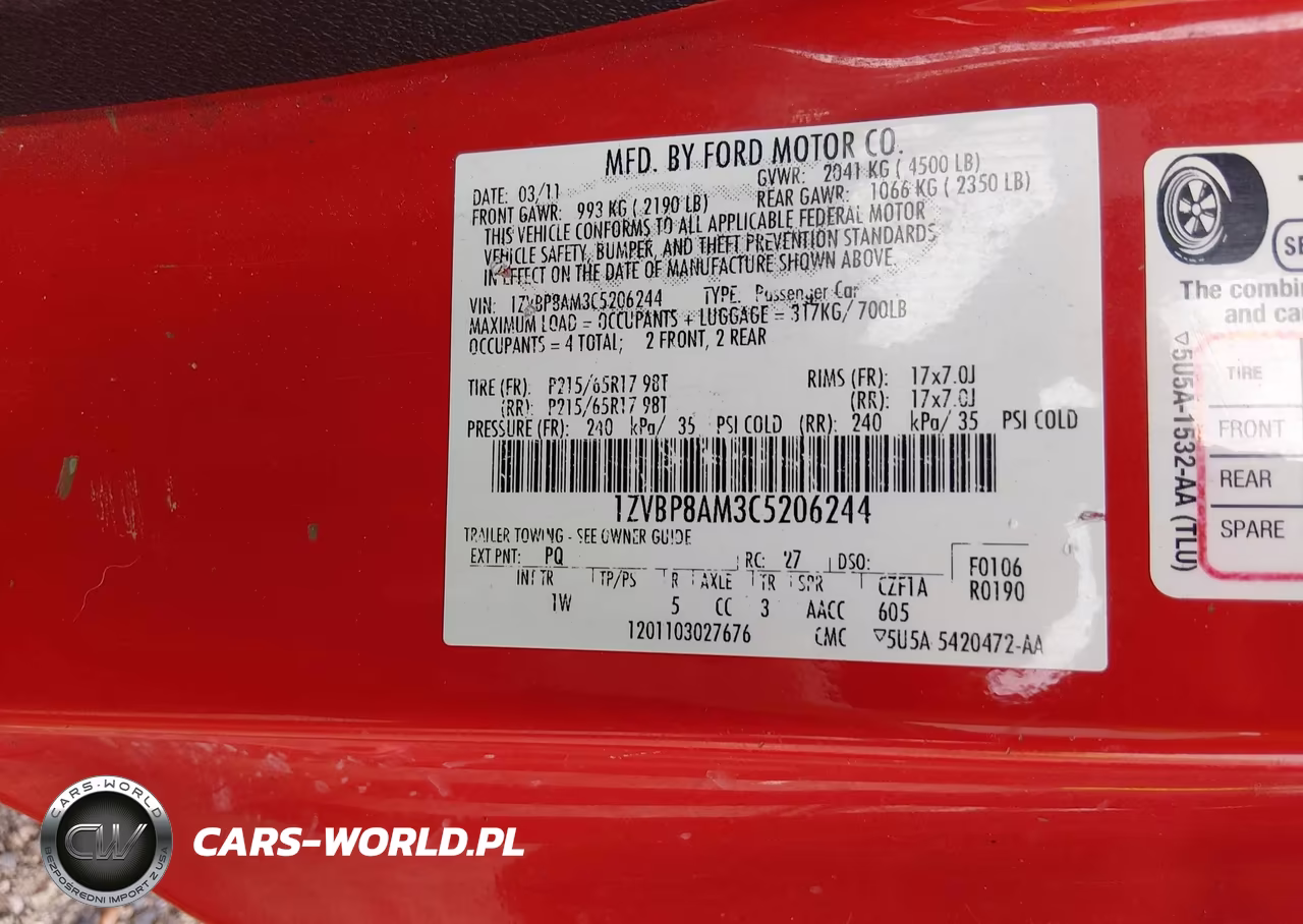 2012 Ford Mustang V6-V6 Premium VIN:1ZVBP8AM3C5206244 - 9