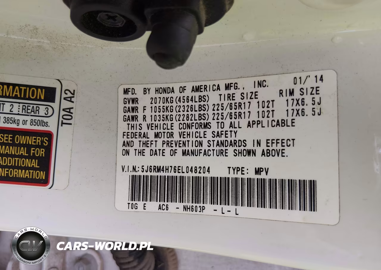 2014 Honda Cr-V Ex-L VIN:5J6RM4H76EL048204 - 9