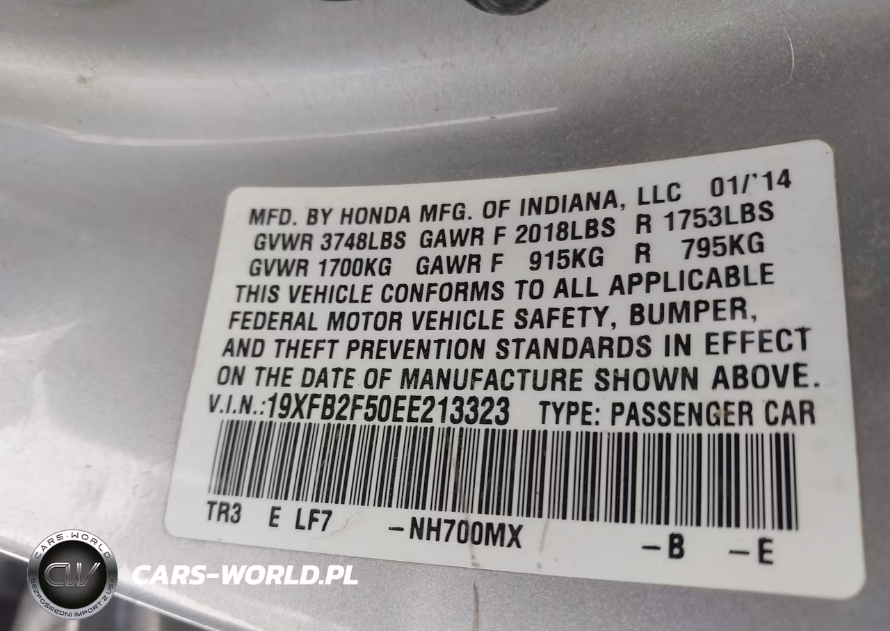 2014 Honda Civic Lx VIN:19XFB2F50EE213323 - 9