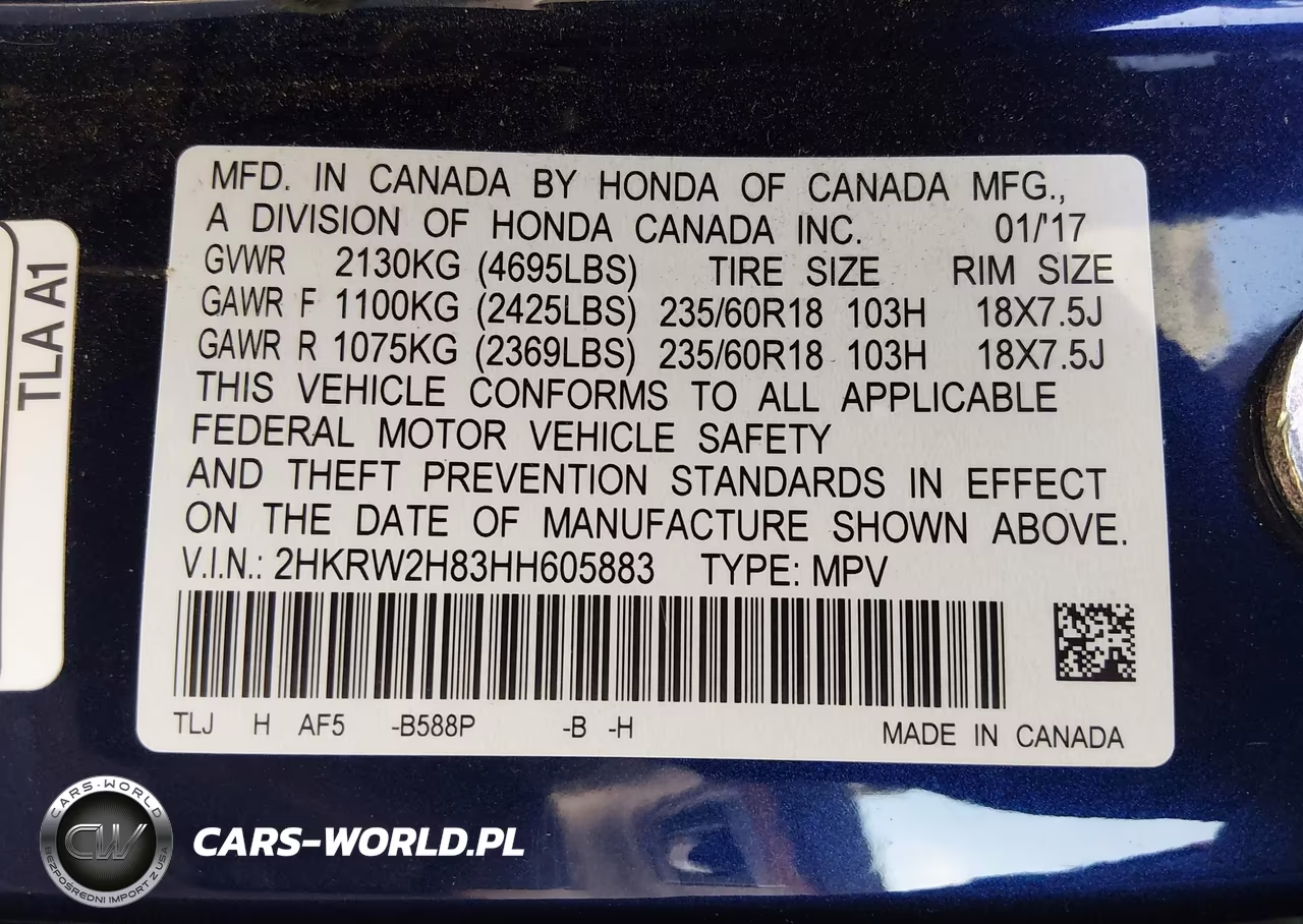 2017 Honda Cr-V Ex-L-Ex-L Navi VIN:2HKRW2H83HH605883 - 9