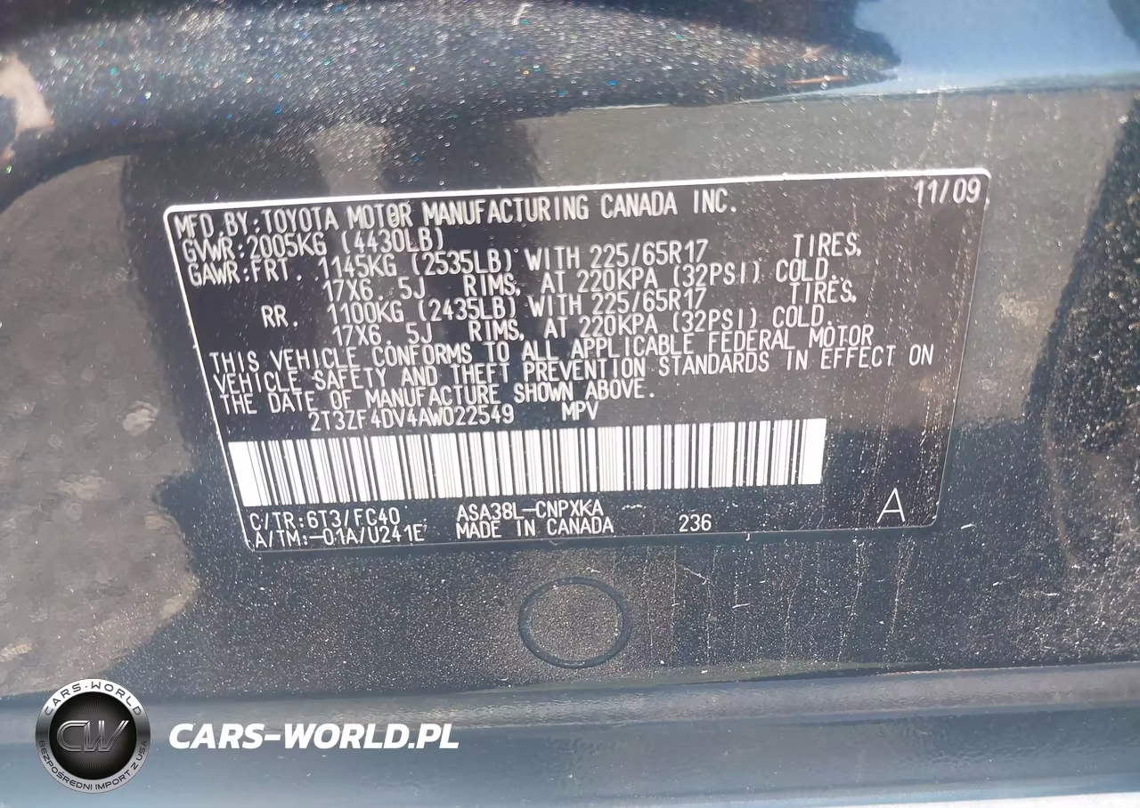 2010 Toyota Rav4 VIN:2T3ZF4DV4AW022549 - 9