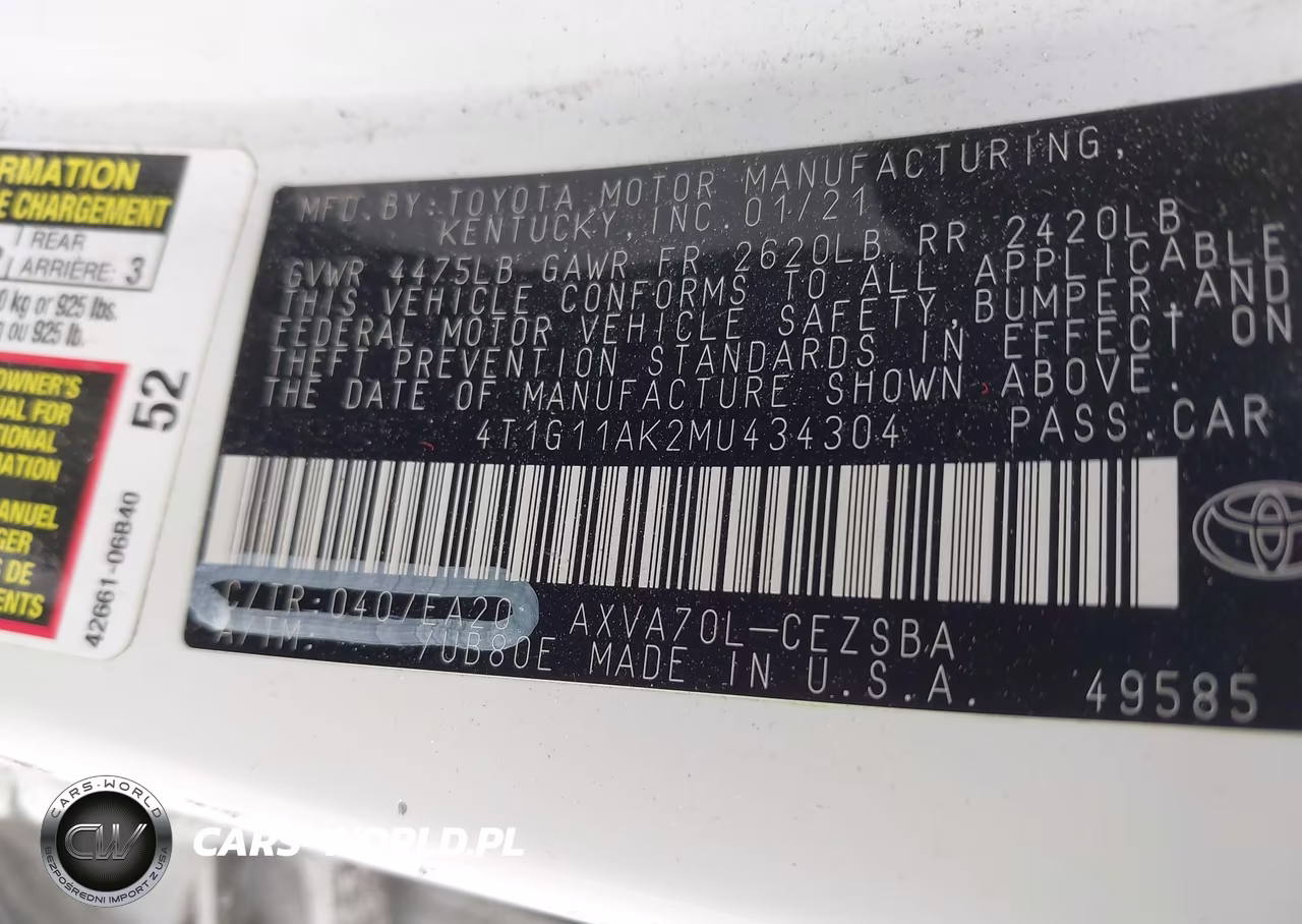 2021 Toyota Camry Se VIN:4T1G11AK2MU434304 - 9