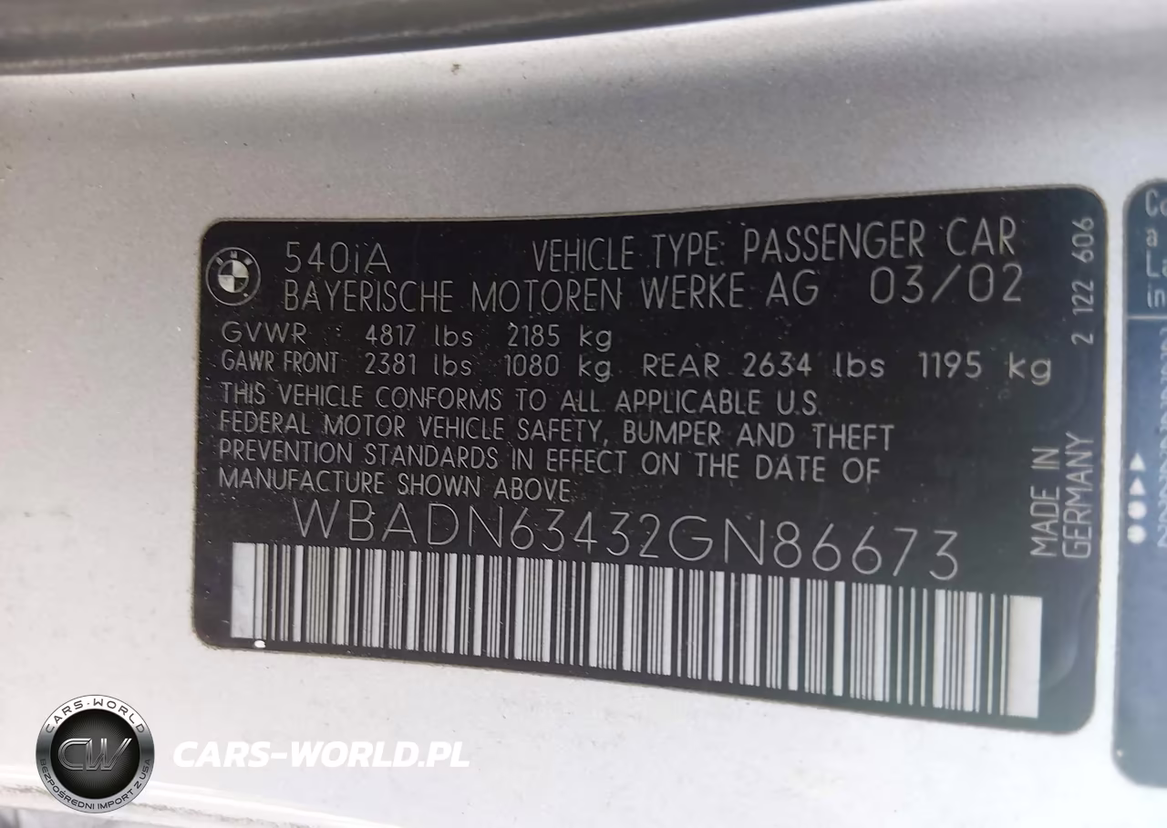 2002 BMW 5 Series 540Ia VIN:WBADN63432GN86673 - 9