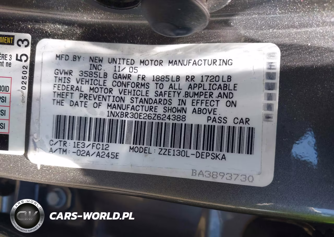 2006 Toyota Corolla S VIN:1NXBR30E26Z624388 - 9
