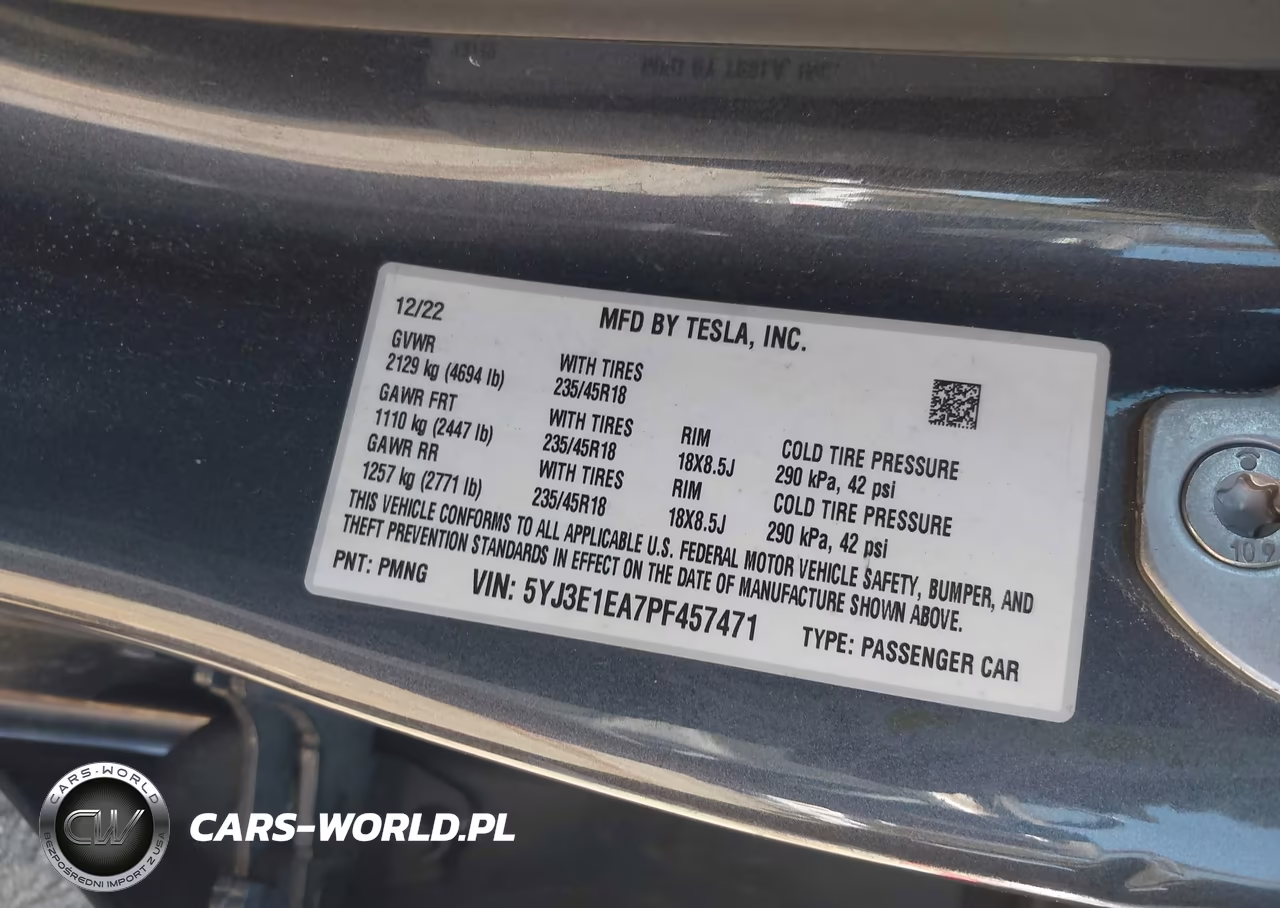 2023 Tesla Model 3 Rear-Wheel Drive VIN:5YJ3E1EA7PF457471 - 9