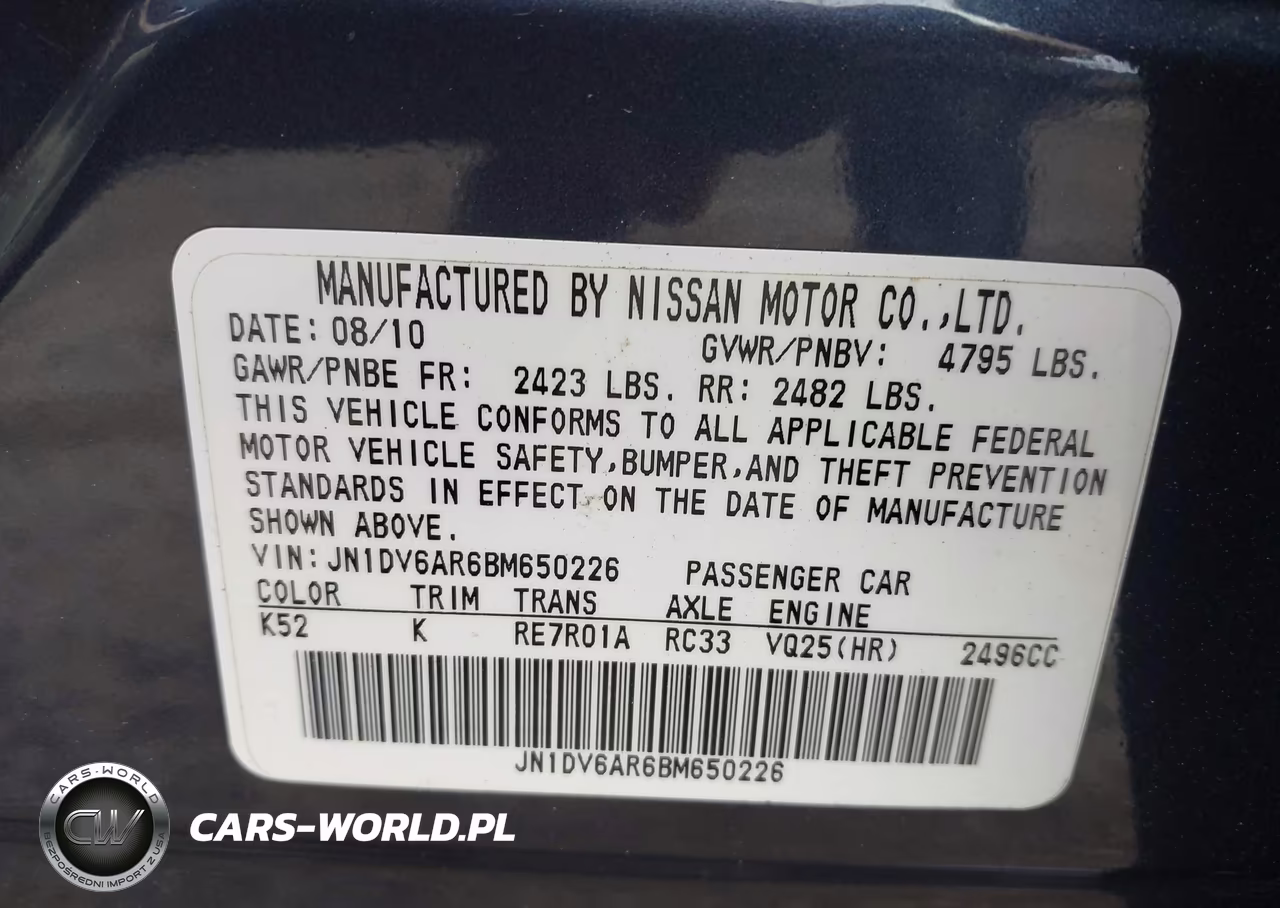 2011 Infiniti G25X VIN:JN1DV6AR6BM650226 - 9