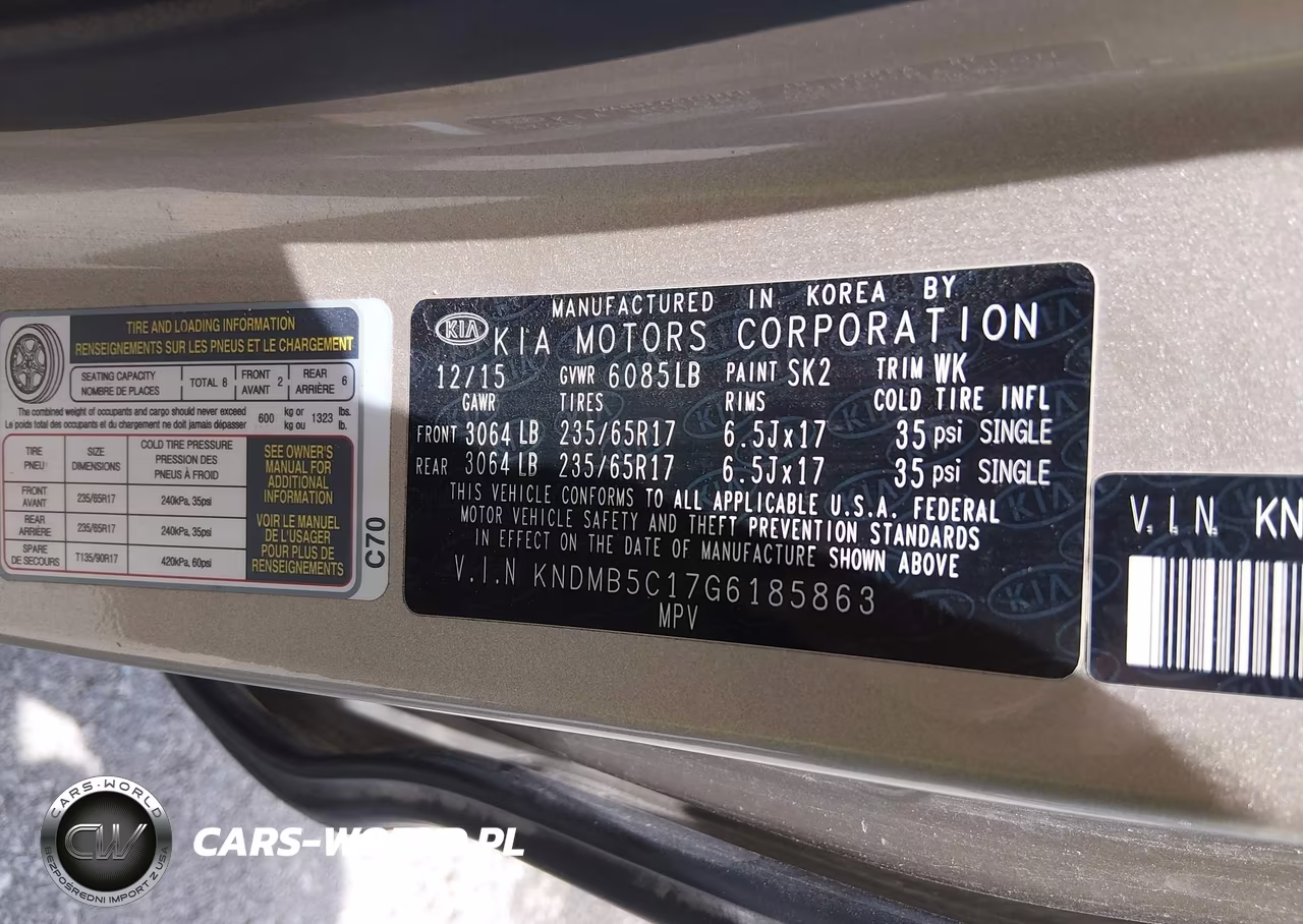 2016 Kia Sedona Lx VIN:KNDMB5C17G6185863 - 9