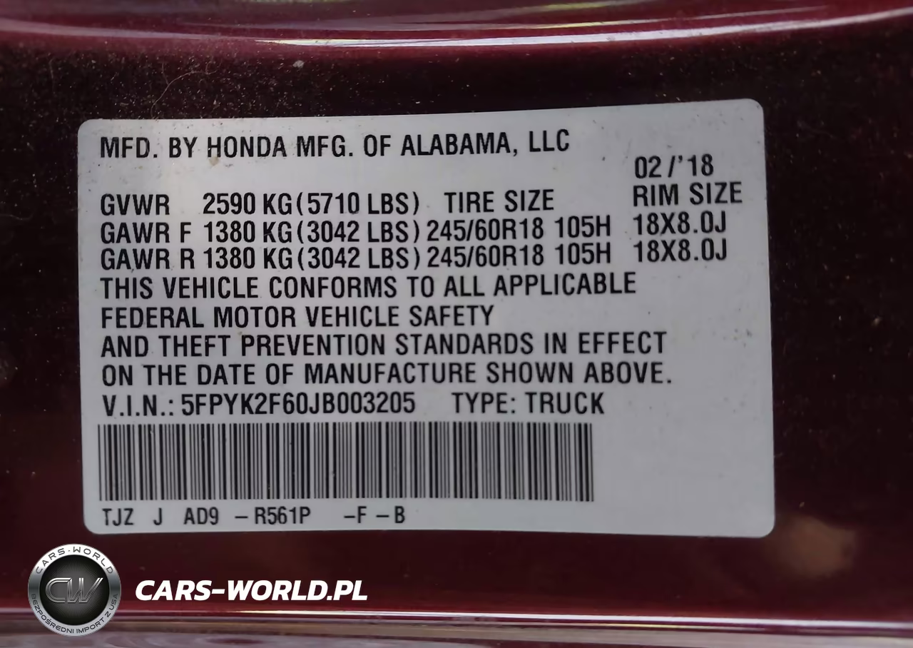 2018 Honda Ridgeline Rtl-T VIN:5FPYK2F60JB003205 - 9