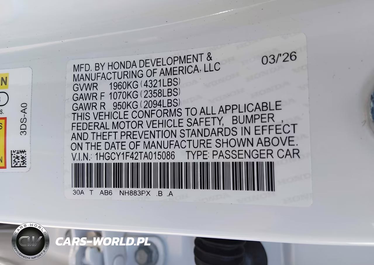 2026 Honda Accord Se VIN:1HGCY1F42TA015086 - 9