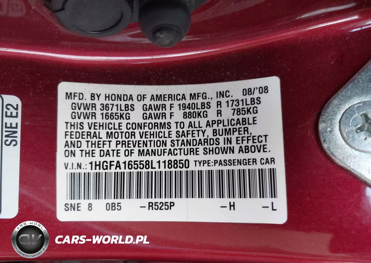 2008 Honda Civic Lx VIN:1HGFA16558L118850 - 9