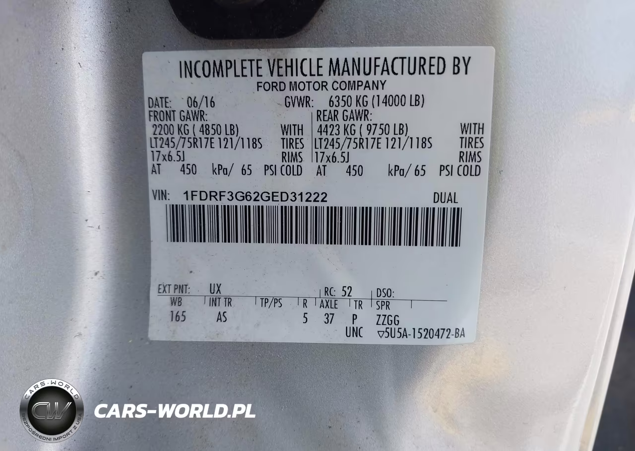 2016 Ford F-350 Chassis Xl-Xlt VIN:1FDRF3G62GED31222 - 9