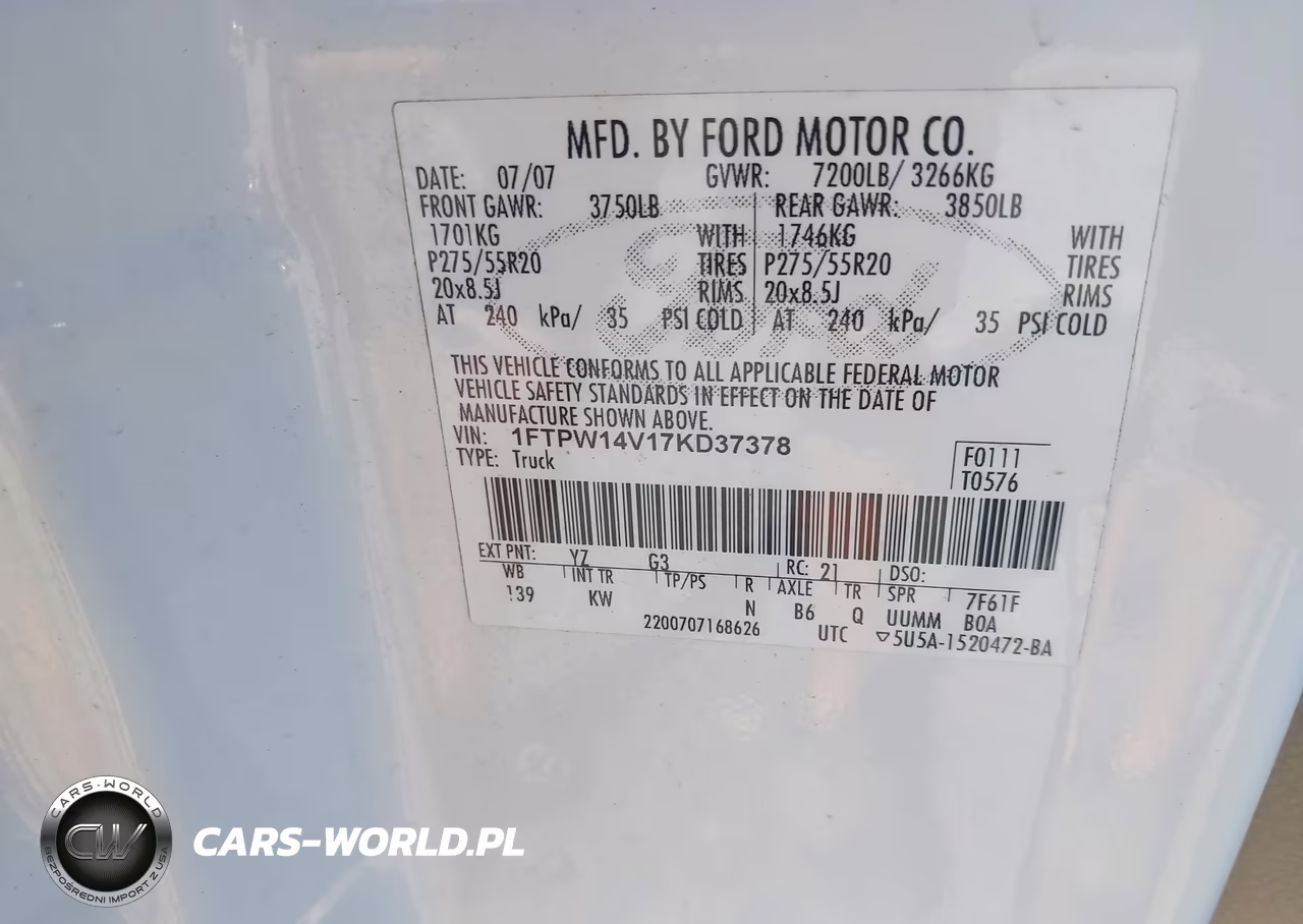 2007 Ford F-150 Fx4-Lariat-Xlt VIN:1FTPW14V17KD37378 - 9