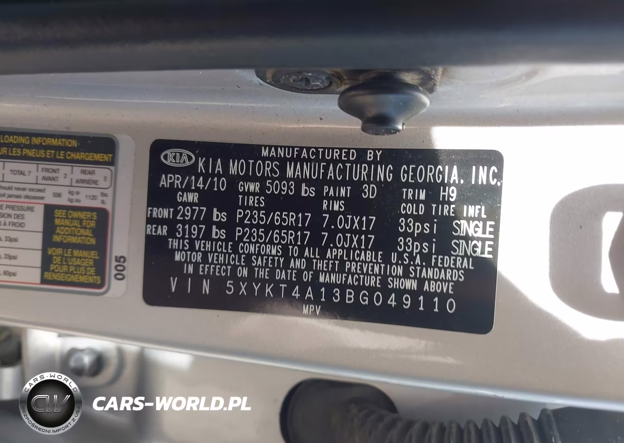2011 Kia Sorento Lx VIN:5XYKT4A13BG049110 - 9