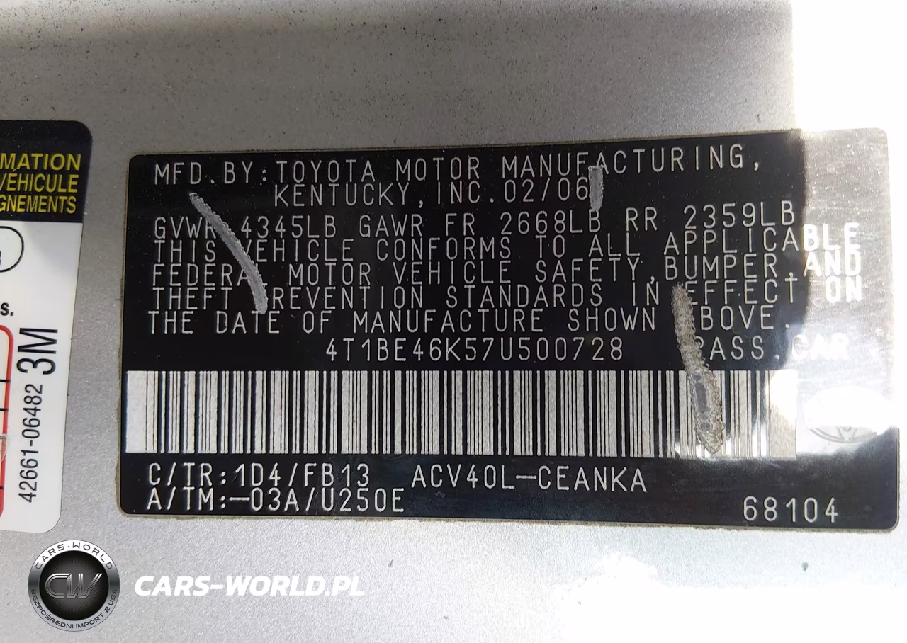 2007 Toyota Camry Le VIN:4T1BE46K57U500728 - 9