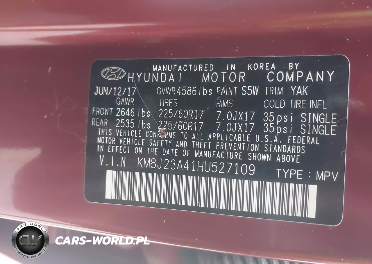 2017 Hyundai Tucson Se VIN:KM8J23A41HU527109 - 9